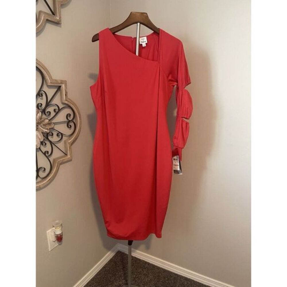 GooGoo Bar III Trendy Bodycon Plus Size 1X Dress One Long Sleeve Red Lollipop